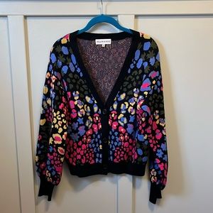 Unique Multicolor Willow & Wind Balloon Sleeve Cardigan